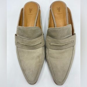 Frye Ellie Mules Shoes Women's Size 6.5M 8009354 Suede Grey Slip On Clean